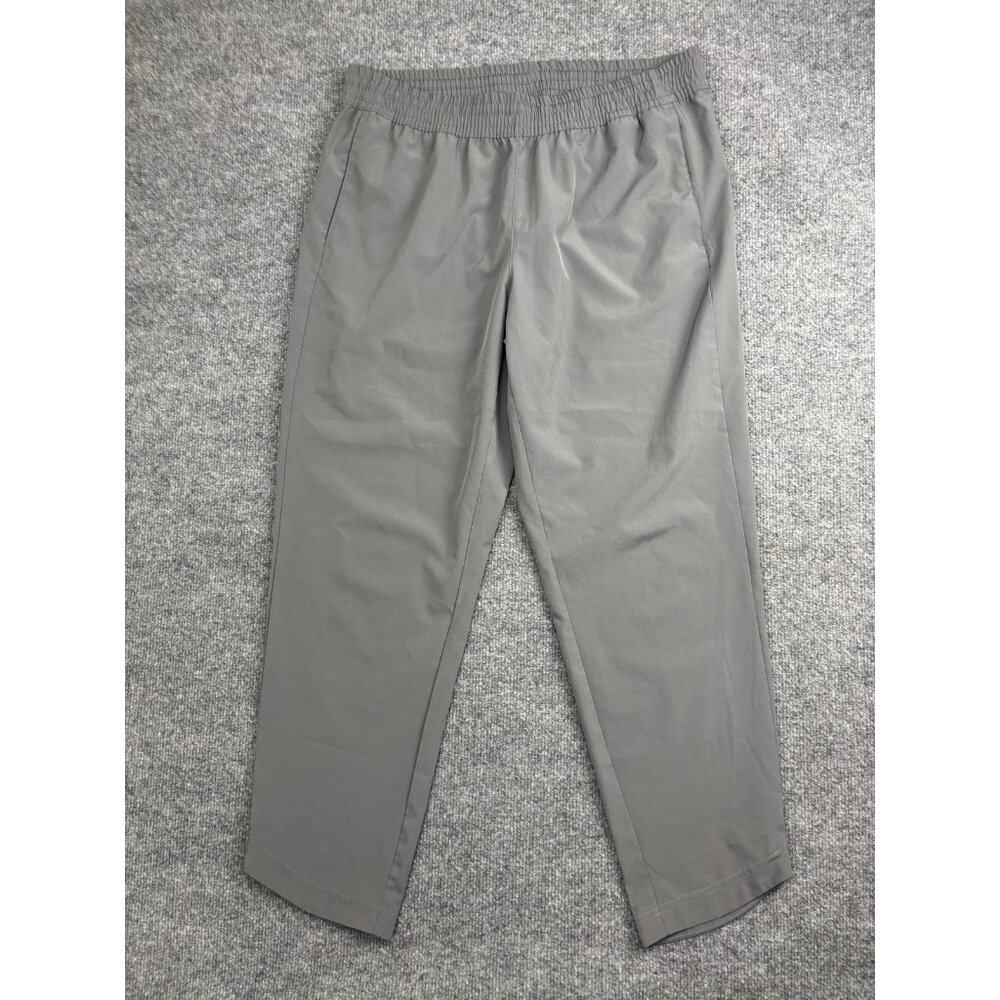Columbia Crop Pants Womens Large Gray Woven Track Joggers Elastic Waist Pockets